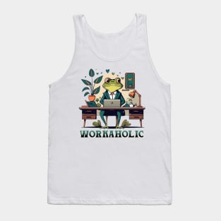 Workaholic cartoon frog Tank Top